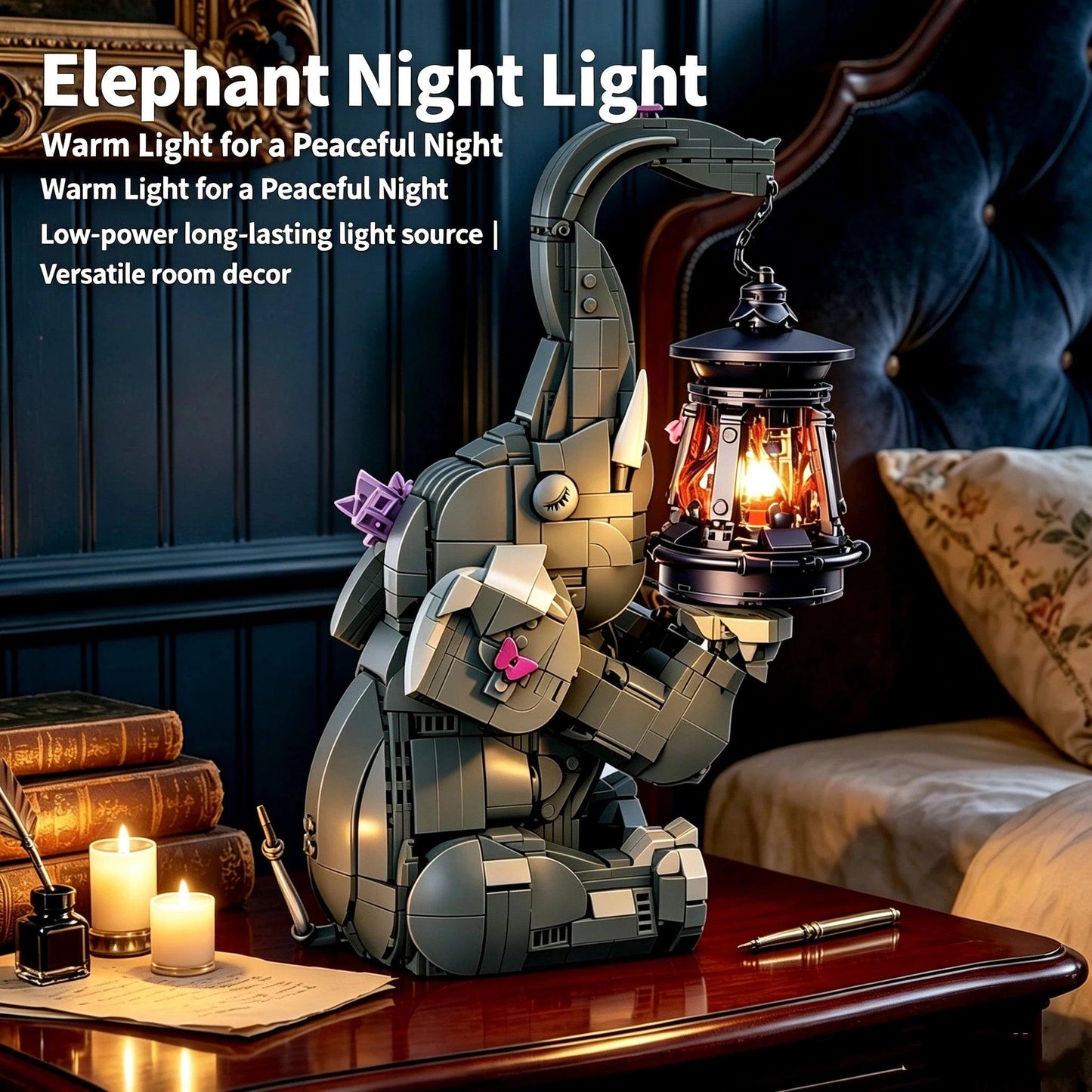 Elephant Blocks Set | 1106 Pcs Night Light | Toylandeu™