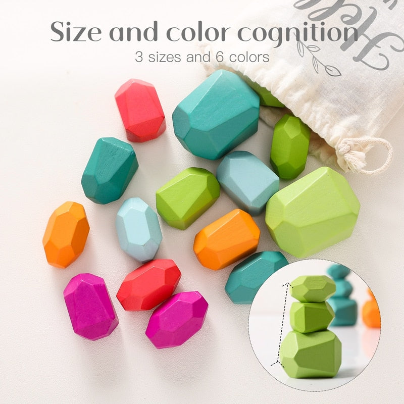 Wooden Rainbow Stacking Blocks Educational Toy for Children - ToylandEU