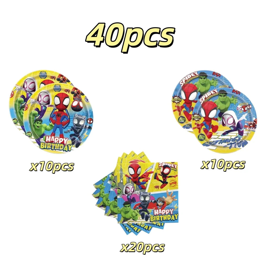 Spider Hero Tableware Kit | Birthday Party Supplies | Plates Cups Tablecloth