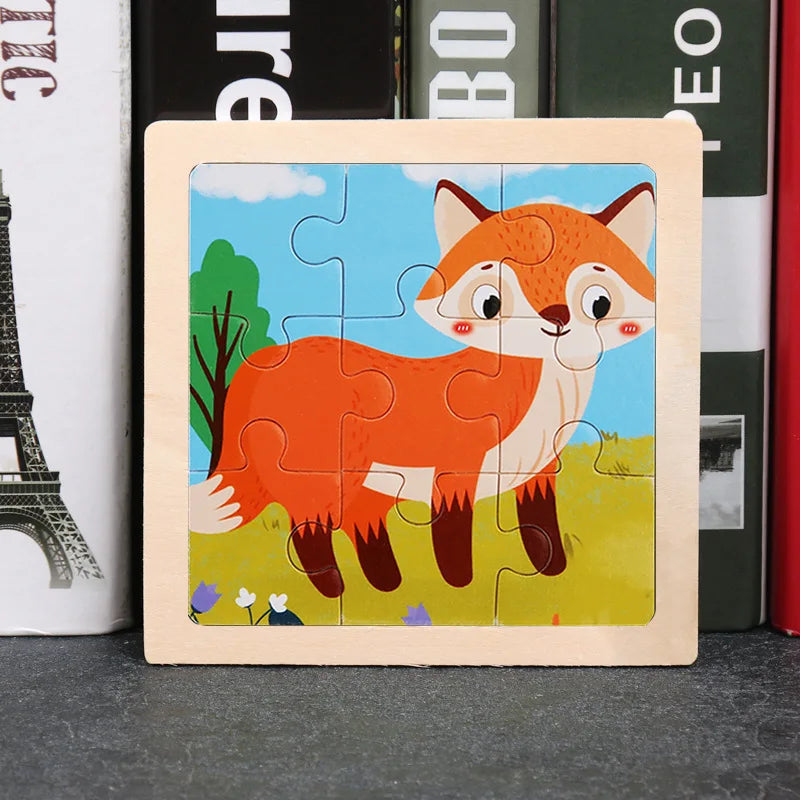 Wooden Jigsaw Puzzle | 11x11 cm | 3D Puzzle | Animal Cartoon Theme