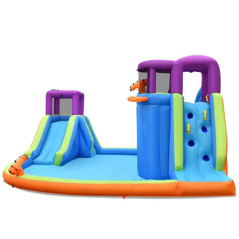 Six-In-One Inflatable Dual Water Slide Bounce House Backyard Fun