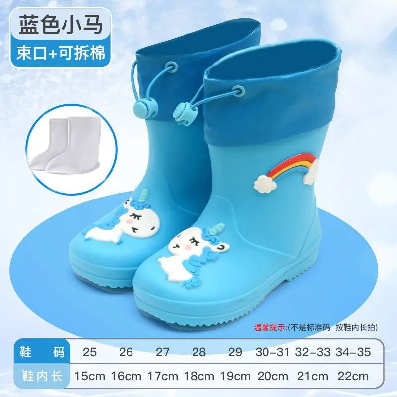 Kids Rain Boots | Waterproof Non Slip | Cartoon Print | Toddler Youth