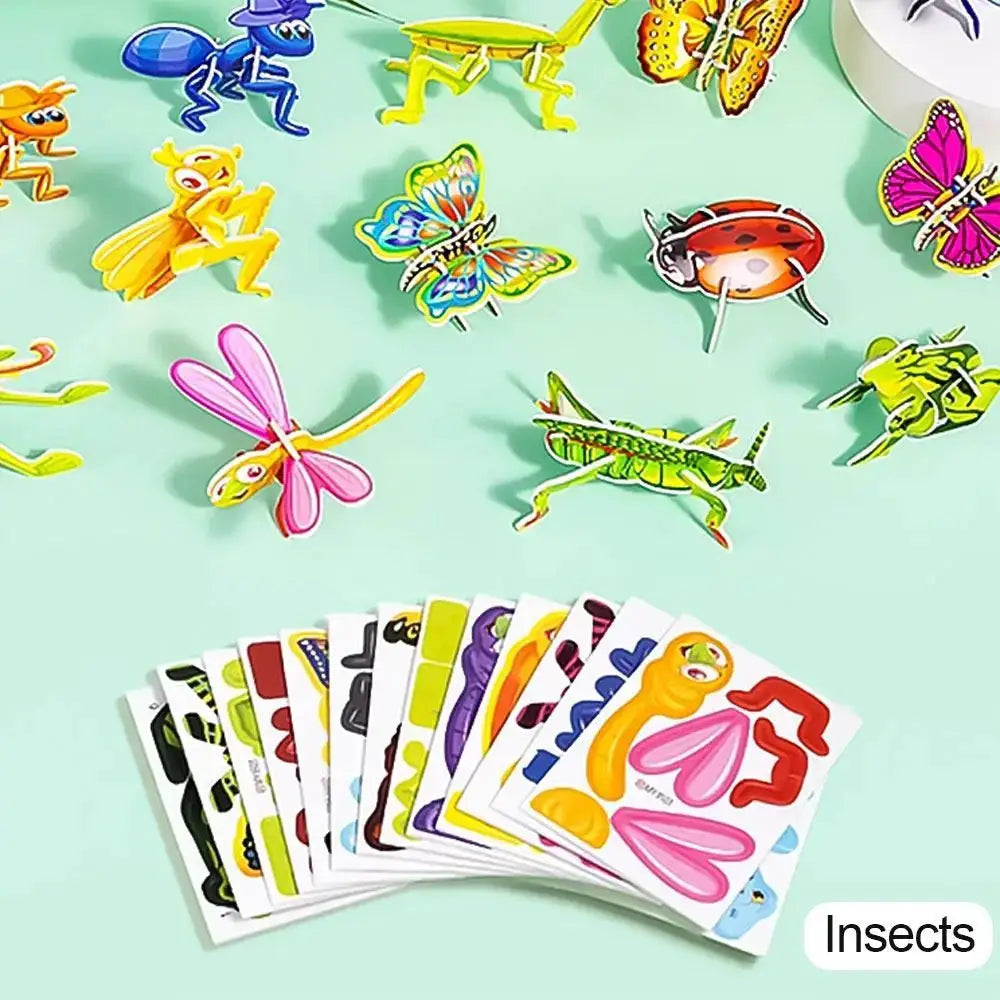 25Pcs 3D Puzzle Blocks Toys 3D Insect Paper Jigsaw Funny Paper Card Children Early Education - ToylandEU