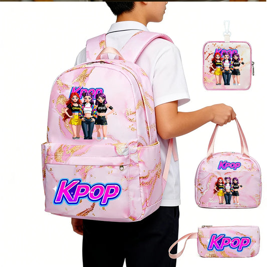 Lightweight School Backpack | Polyester | Multi-Pocket | 4 Pcs
