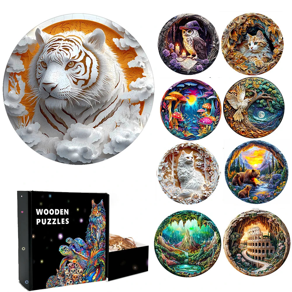 3D Wooden Jigsaw Puzzle | Tiger Pattern | Age 12 And Up | Birthday Gift