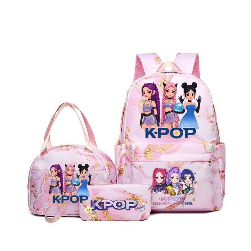 Pink Demon Hunter Backpack For Teens With Durable School Bag