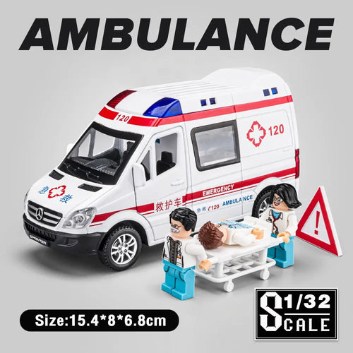 Ambulance 120 Diecast Alloy Toy Car Model with Doll and Stretcher ToylandEU.com Toyland EU