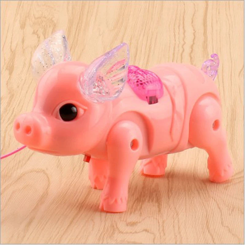 New Electric Walking piglet Toys Glowing  Sound pig  With Rope music - ToylandEU