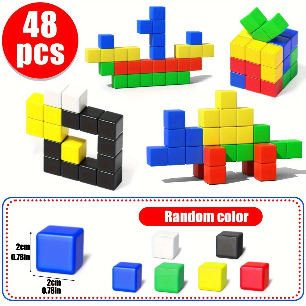 Magnetic Blocks | 2 cm Magnetic Cubes | 48 and 100 PCS Sets | Random Color