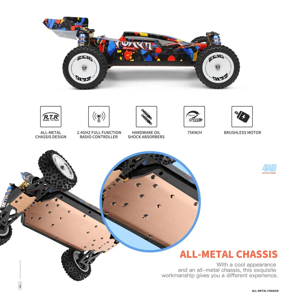 RC 124007 & 124019 High-Speed 1:12 Electric 4WD RC Racing Cars - 75KM/H & 55KM/H Drift Crawler with 3000mAh Battery