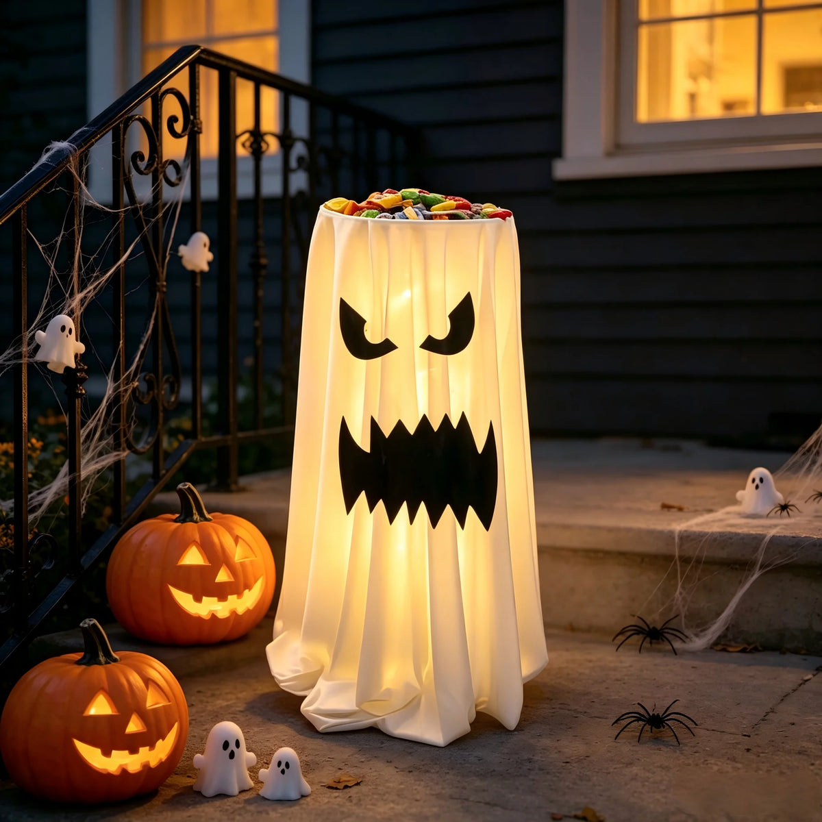 Halloween Ghost Candy Holder | 31.5 Inch Tall | Polyester | Front Porch Decor