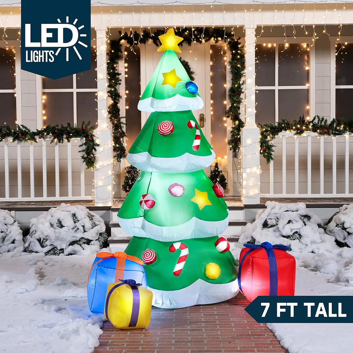 Christmas Nativity Inflatable | 8 Ft Length | Built In Led Lights | Yard Decor