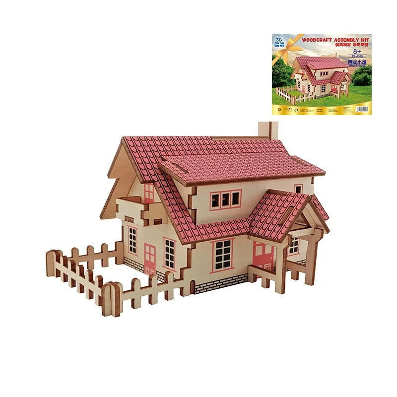 3D Wooden Puzzle | House Villa Model | DIY Build Kit | Ages 14 and Up