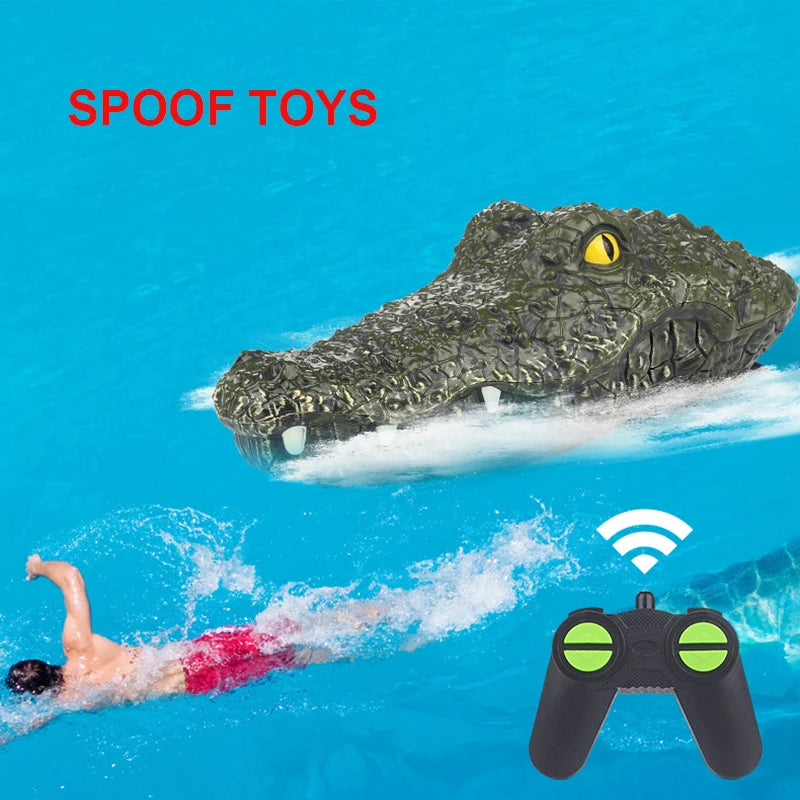 RC boat crocodile head speedboat spoof toys water game ship 2.4G radio - ToylandEU
