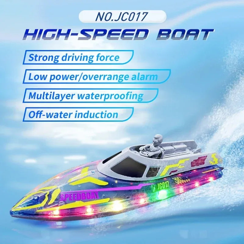 2.4G RC Speedboat With Bright LED Lights For Kids Enjoy - ToylandEU