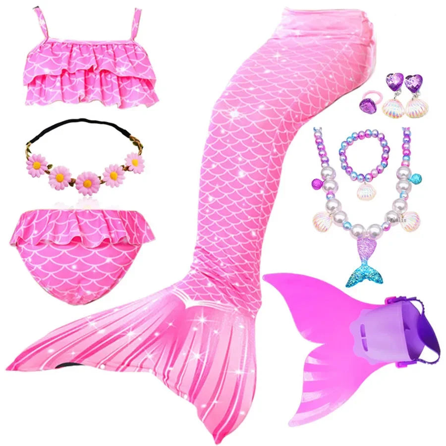 Girls Mermaid Tail Costume | Swimmable Mermaid Tail | Polyester Elastane | Sizes