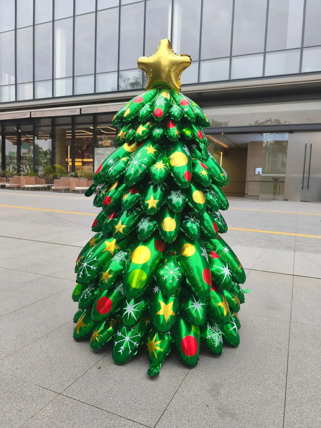 Christmas Tree Mylar Balloon | Self Standing | 51 Inch Green With Santa Topper