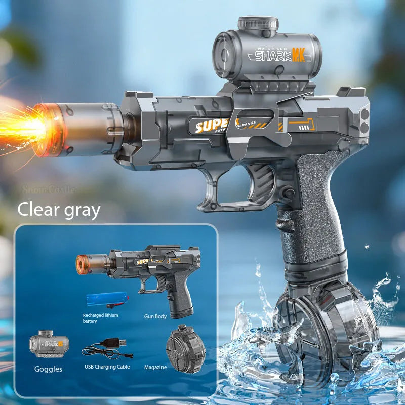 Electric Water Gun With Flame Effect Lights High Speed Blaster