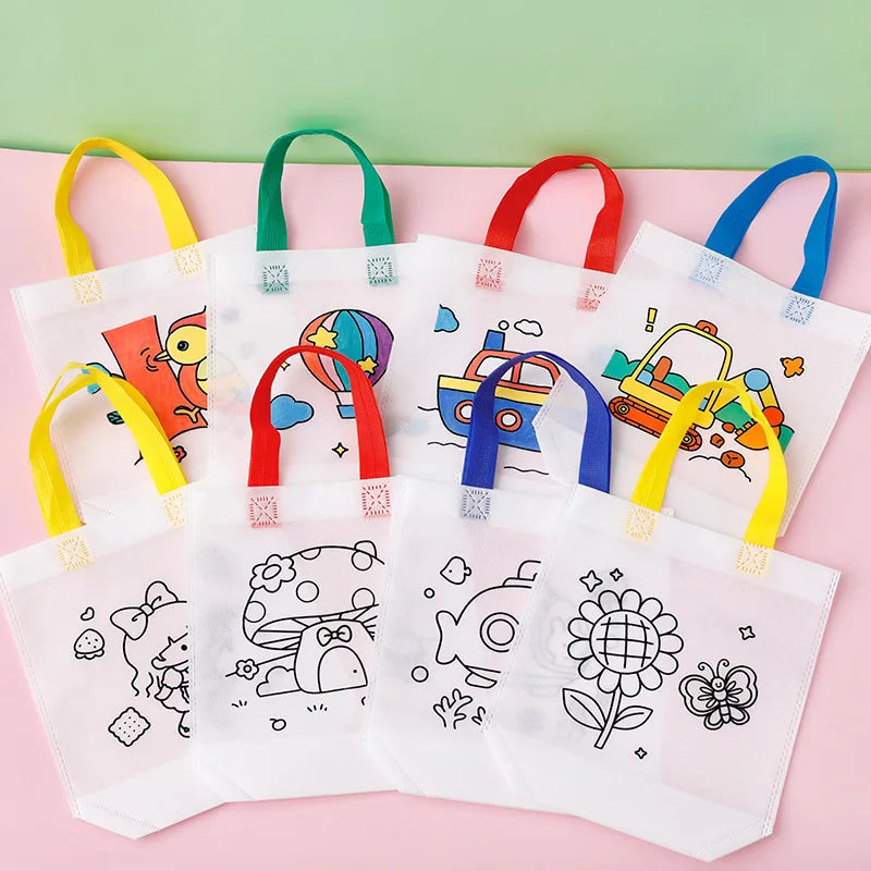 Personalized Graffiti DIY Bag Kit with Markers - Handmade Non-Woven Tote