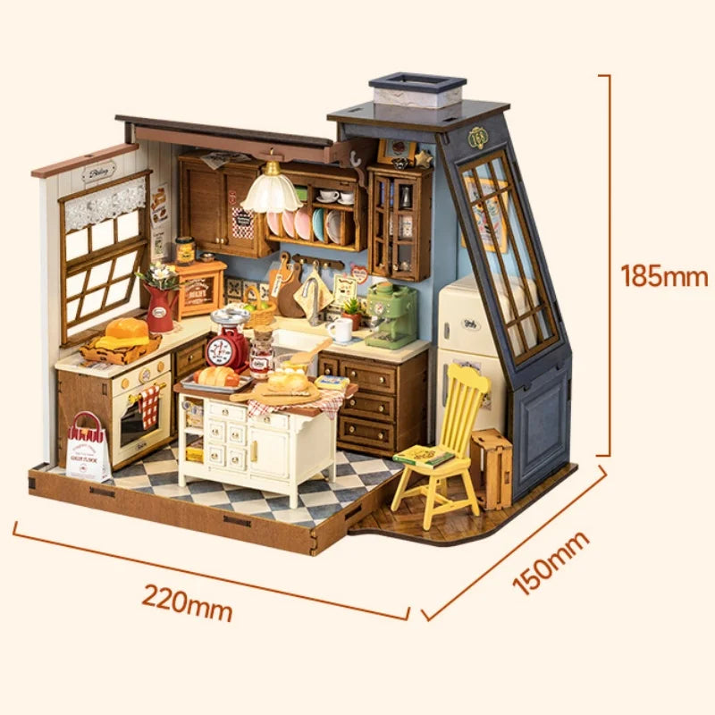DIY Miniature Dollhouse Kit | 359 Pcs | Size 220x150x185mm | Baking Kitchen