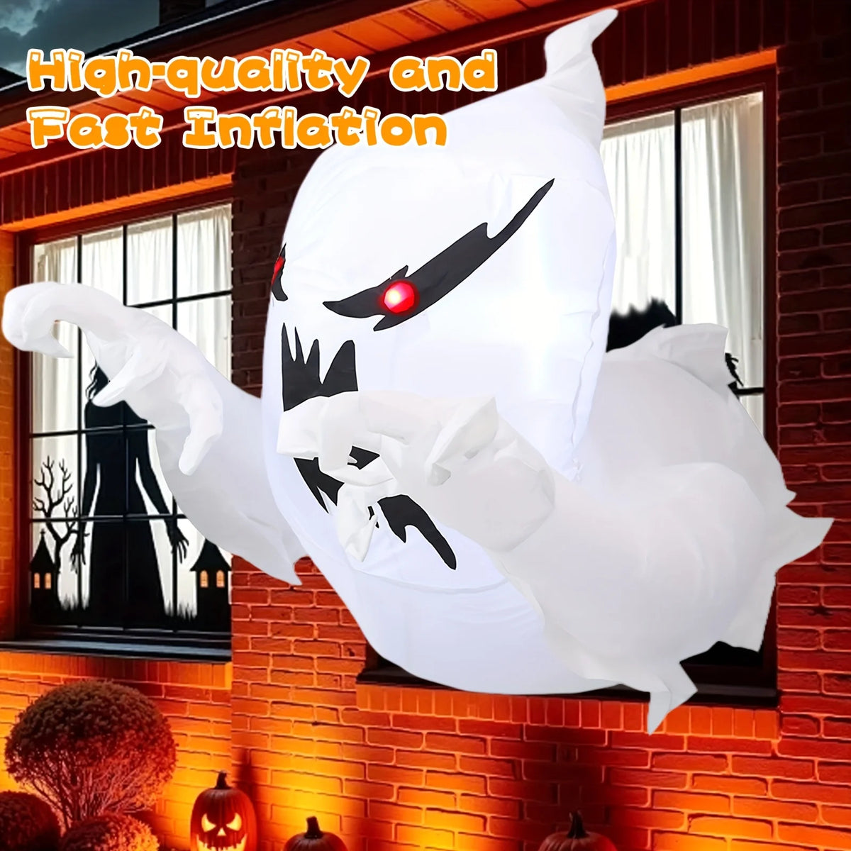 Inflatable Ghost Decor | 3.3 Ft Height | Built In LED | Halloween Yard Prop