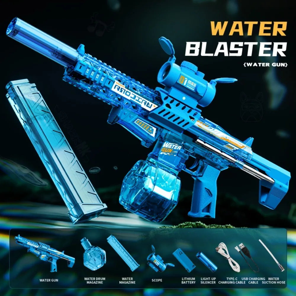 Electric Water Gun | High-Pressure Blaster | LED Light | Beach Water Fight