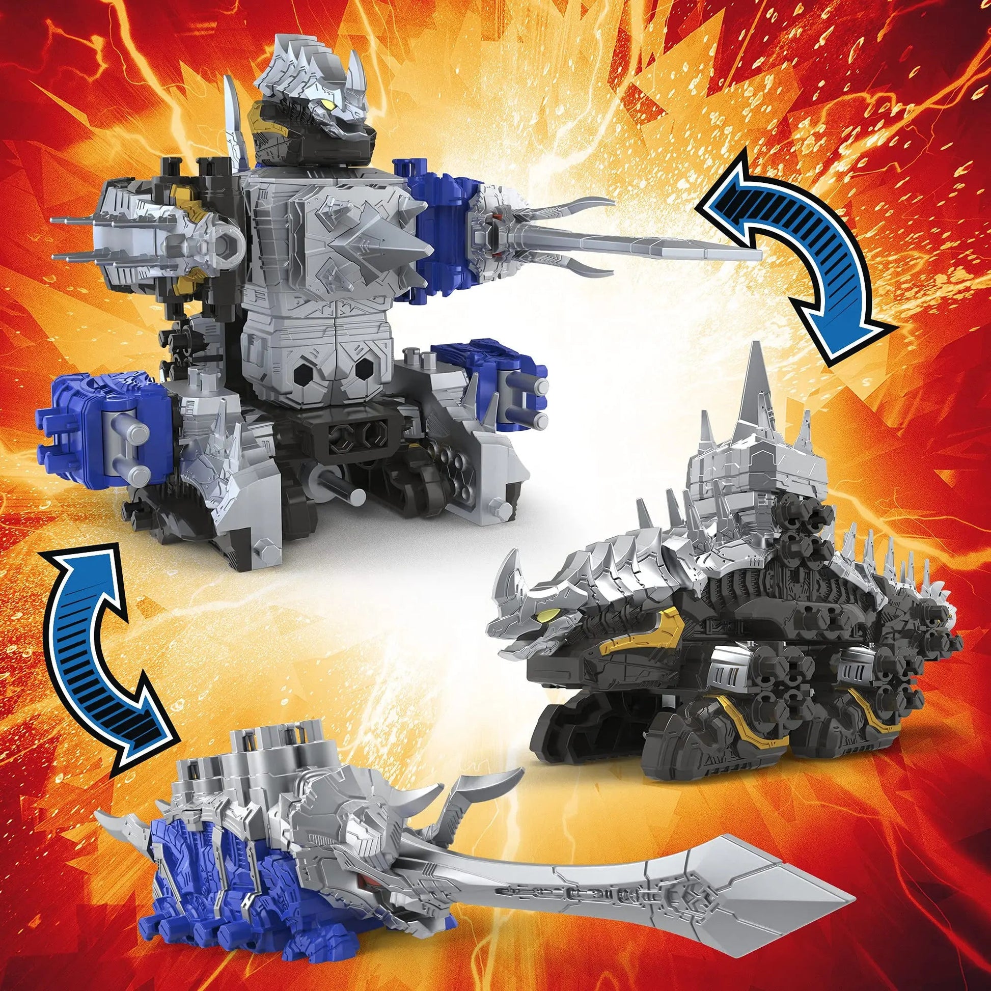 Hasbro Power Rangers Dino Fury Blue Tricera Blade and Black Stego Zord Figures - ToylandEU