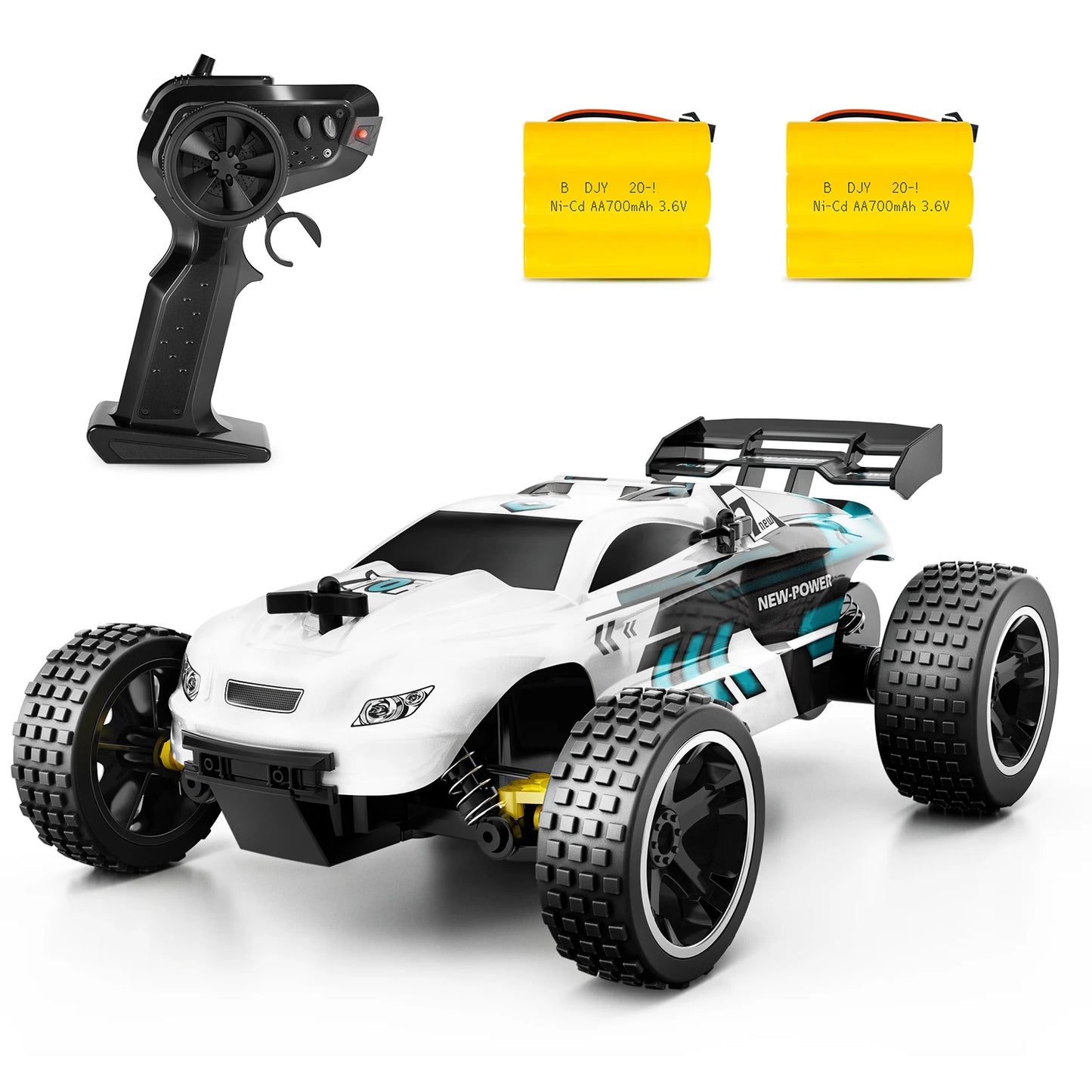 Fast & Fun 1:18 Scale Remote Control Buggy Car for Kids - White Racer