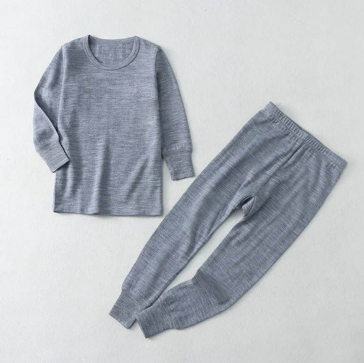 Kids Merino Base Layer Set | 100 Percent Wool | Winter Thermal | Boys Girls