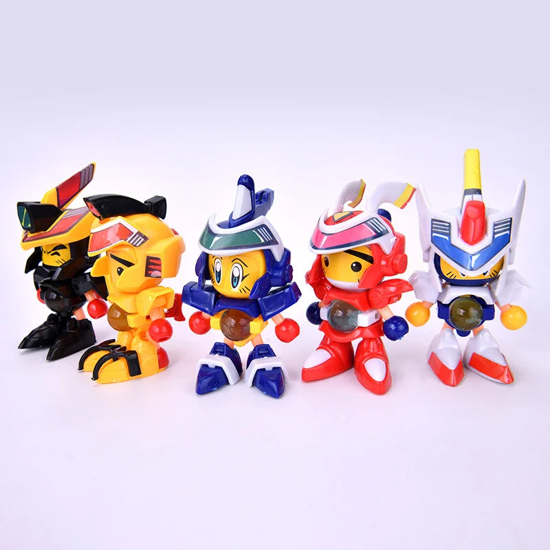 Robot Action Figure Set - 5 Mini Plastic Dolls - ToylandEU