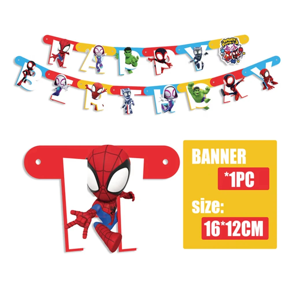 Party Decor Kit | Spidey Theme | Birthday | Plates Cups Tablecloth Banner