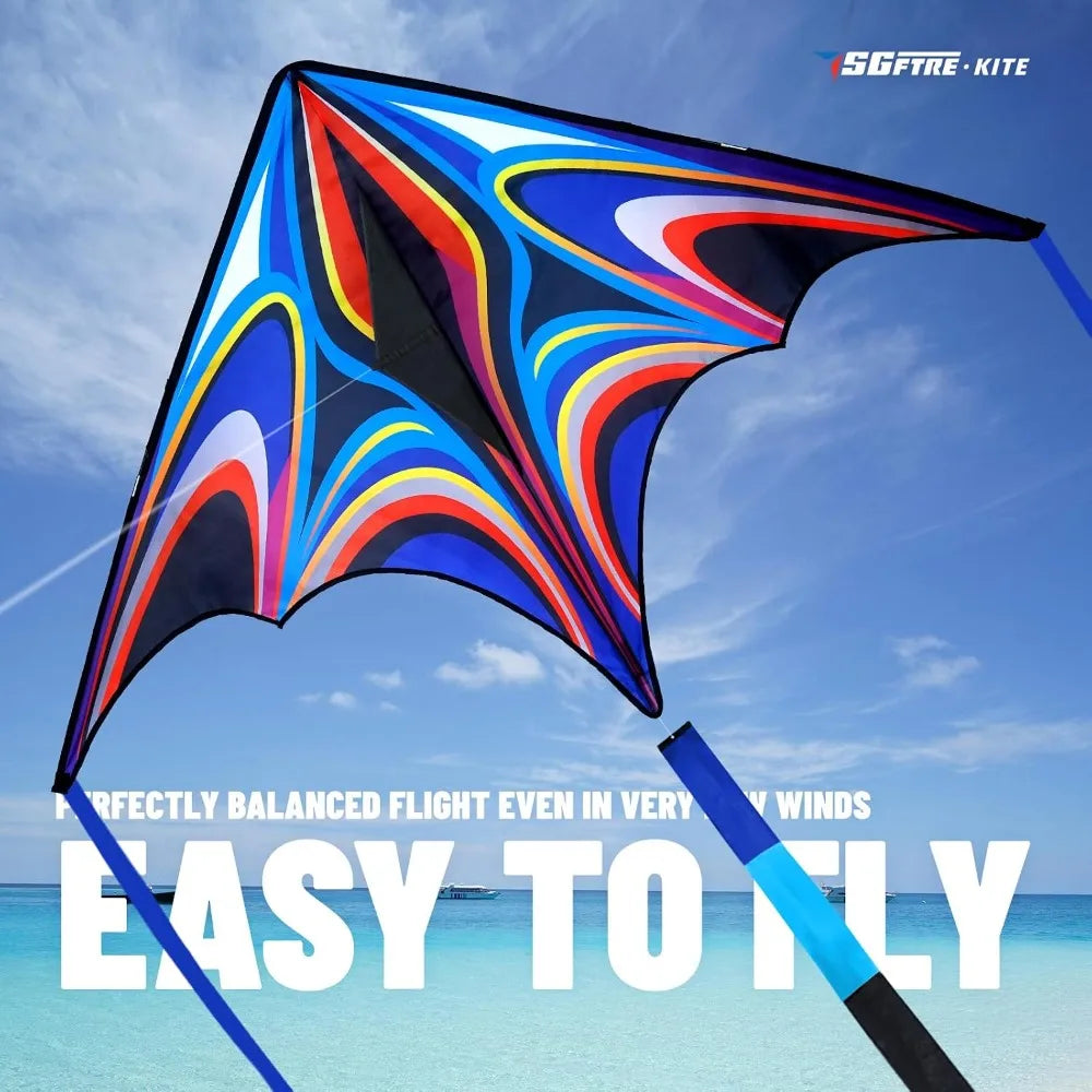 Delta Kite Rainbow Cartoon | 328ft Line | Nylon Material | Large