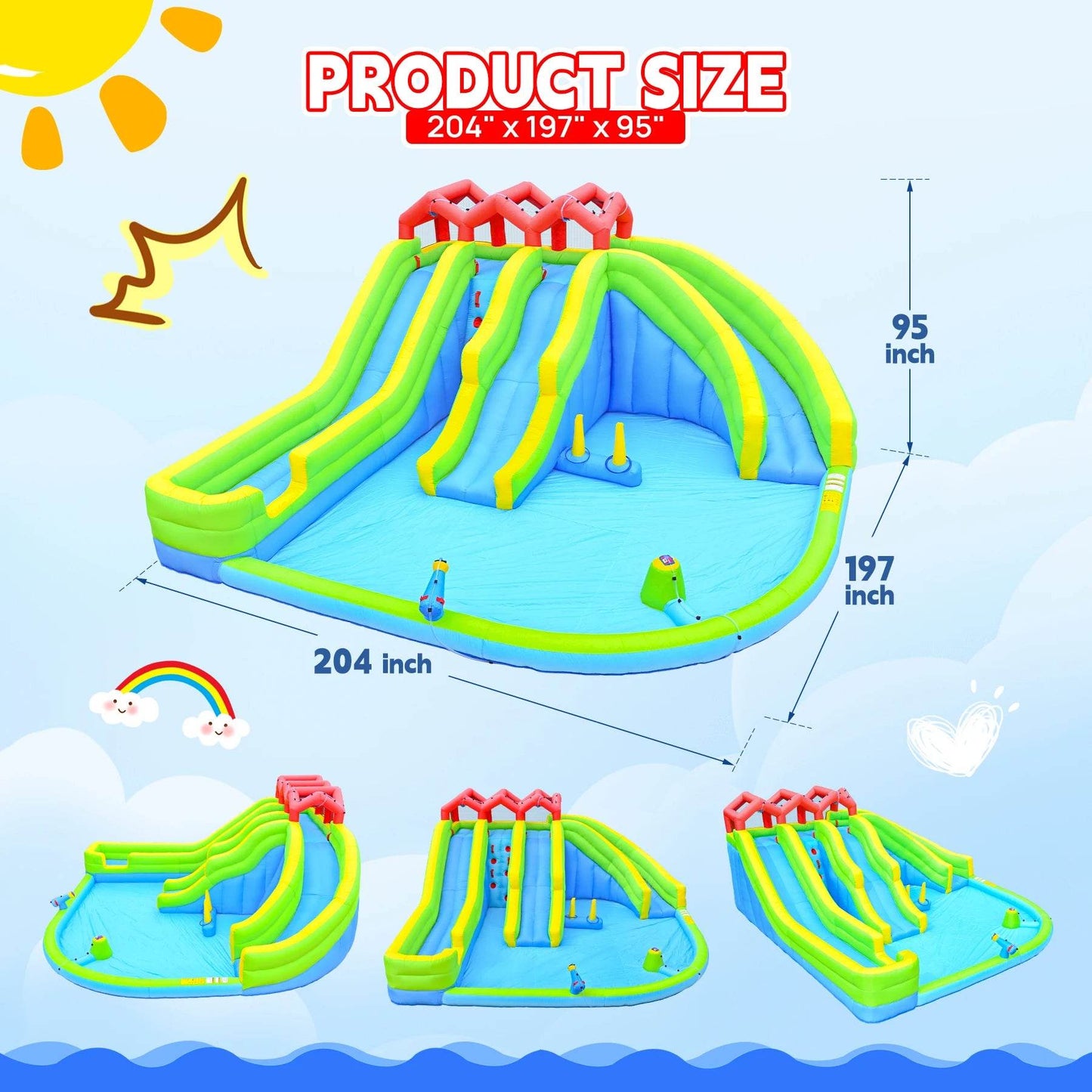 Inflatable Slide Water Park Trampoline Bouncing House Outdoor Garden For Endless Fun to Kids with Blower and Toys - ToylandEU