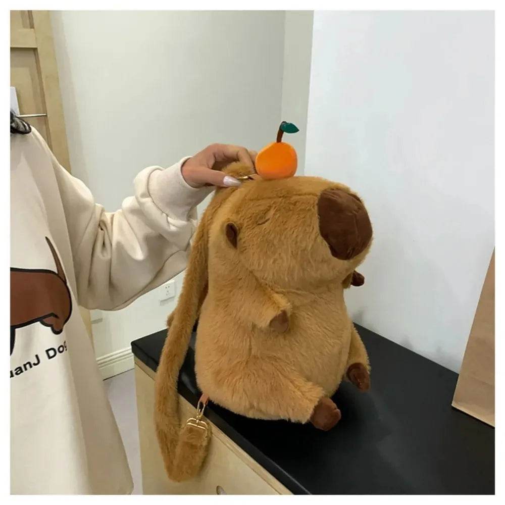 Capybara Plush Backpack Kawaii Fashion Plushie Doll Fur Bag Children's Shoulder Mini Knapsack Gift For Girlfriend - ToylandEU