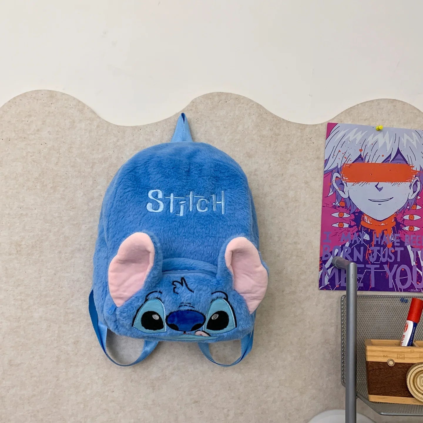 Disney Stitch Plush Backpack With Double Straps For Kids