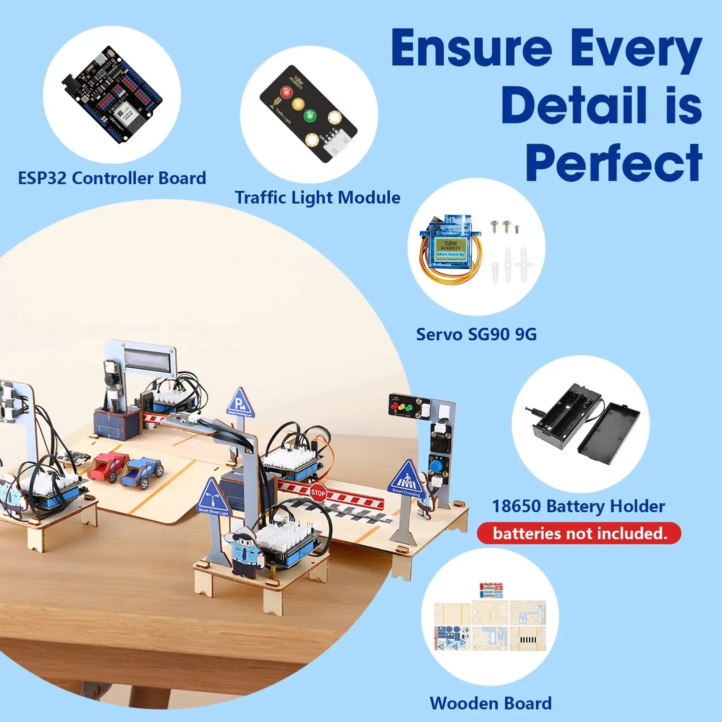 ACEBOTT ESP32 STEM Intelligent Transport School Smart Home Kit Education Solution Series with Teaching Resource for Arduino - ToylandEU