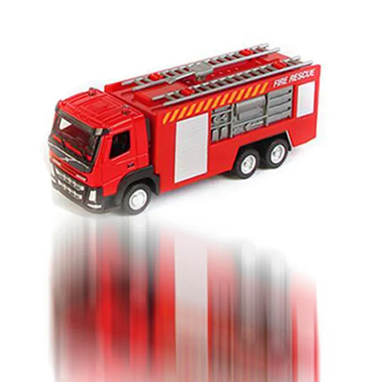 Large Children's Red Alloy Fire Truck Toy 1:50 with Metal Sliding Ladder - ToylandEU