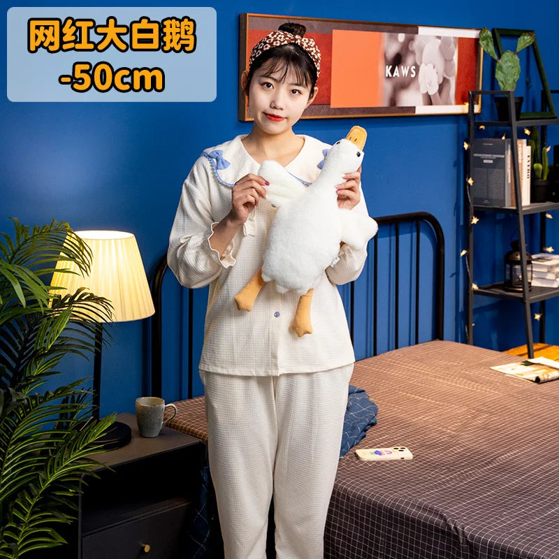 50-160cm Cute Big White Goose Plush Toy Kawaii Huge Duck Sleep Pillow
