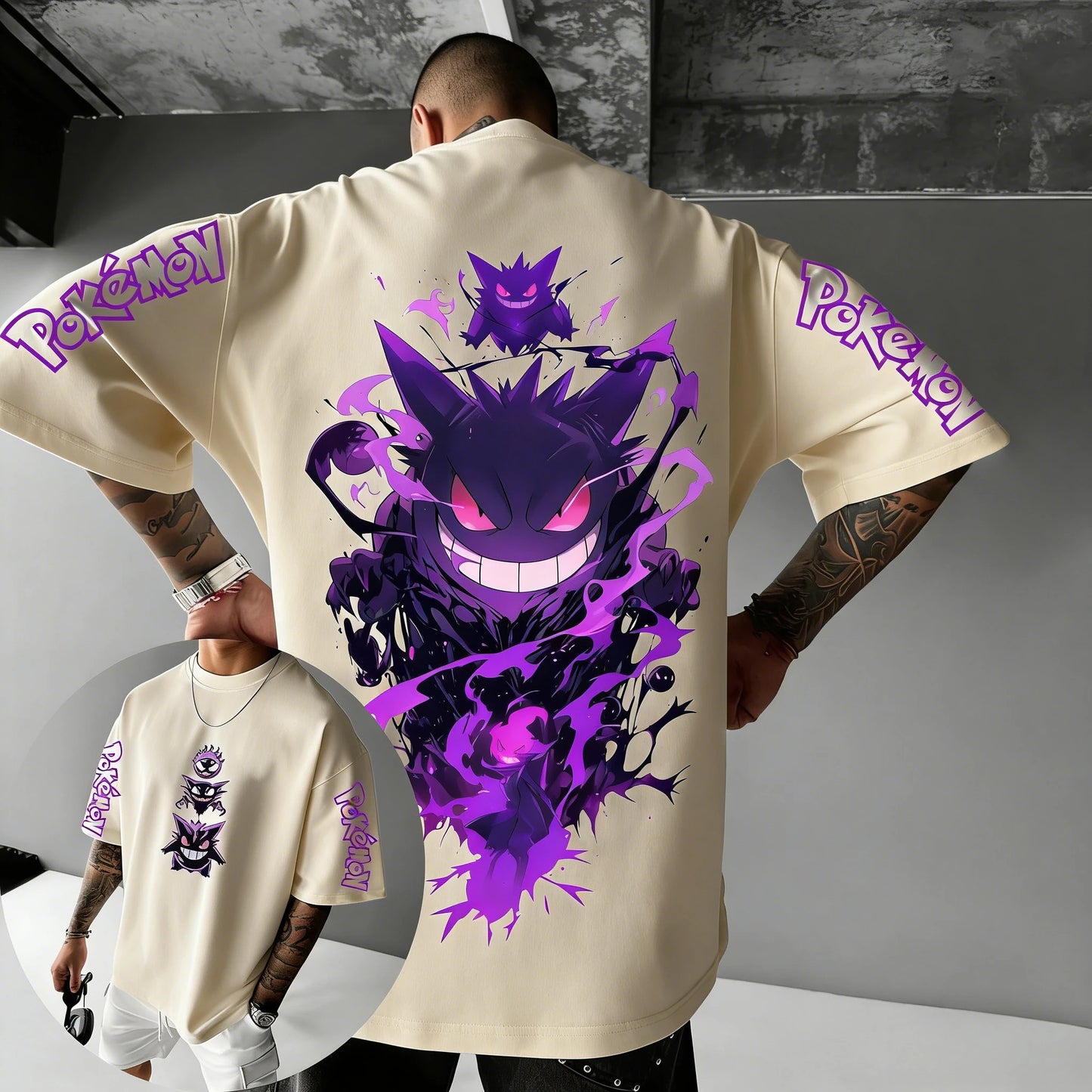 Pokemon T-Shirt | Fusion Print Gengar Koffing | 100% Cotton | Oversized
