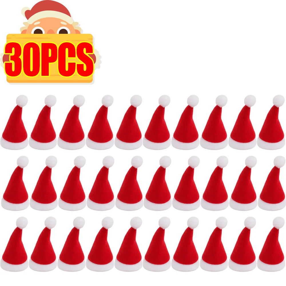 Mini Santa Hat Covers | Non Woven Material | Lollipop Caps | 7Cm Xmas Decor