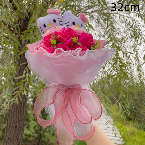 Adorable Hello Kitty Plush Dolls with Rose Soap Flowers Bouquet ToylandEU.com Toyland EU