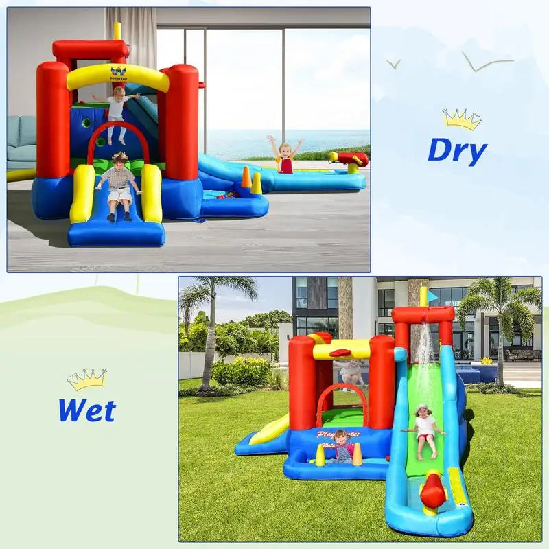 9-in-1 Inflatable Water Slide Bounce House Without Blower