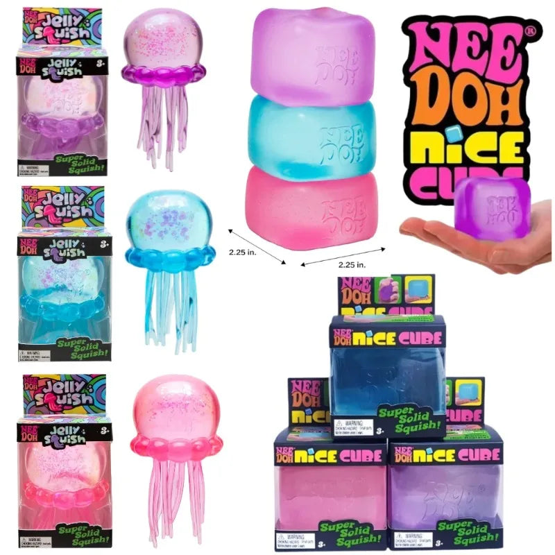 Jelly Fidget Toy | Soft Stretchy Texture | Stress Relief Shape | Jellyfish Cube