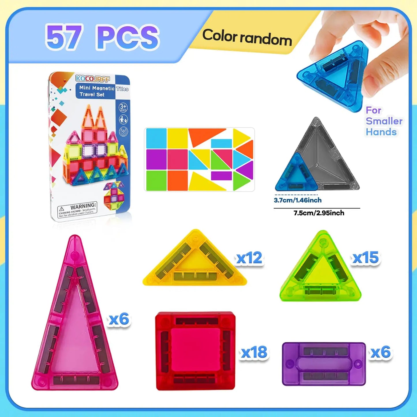 Magnetic Building Blocks Set | 26 or 42 Pieces | Storage Box Included