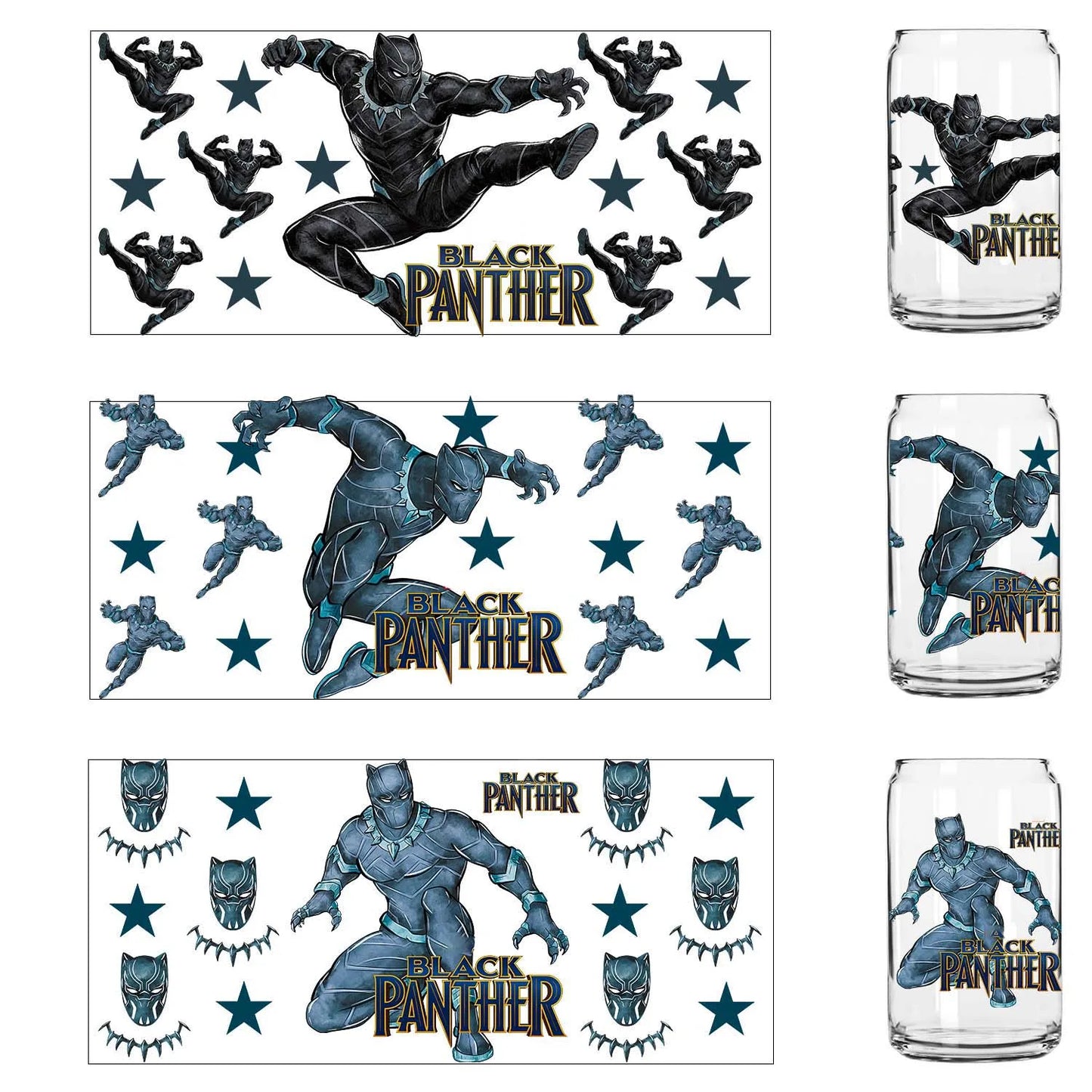 UV DTF Transfer Stickers | Super Hero Cartoon | 5pc Set | 16oz Cup Wraps