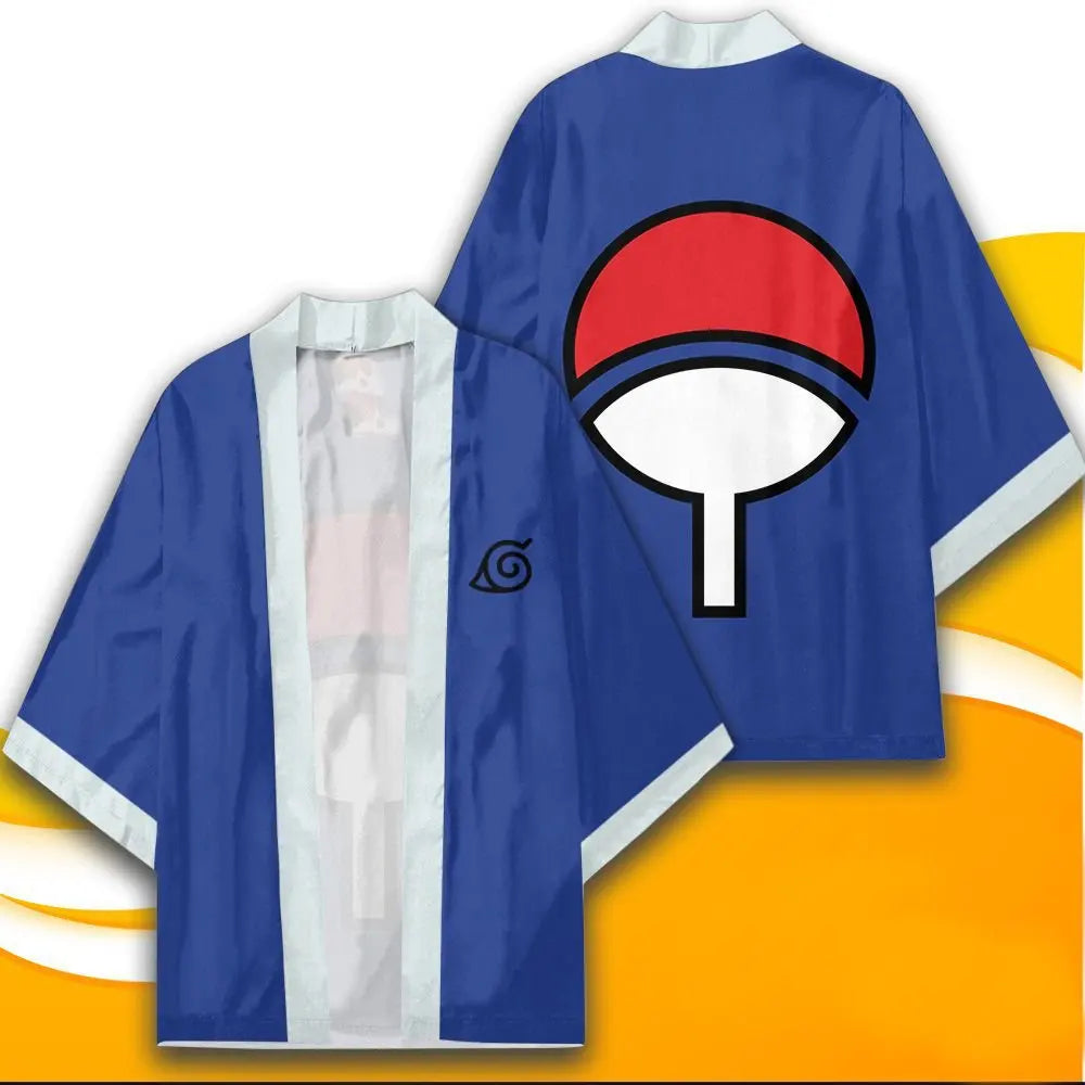 Anime Cosplay Haori | Uchiha Sasuke Print | Pullover Jacket | Unisex Adult