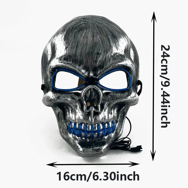 Evil Skull Mask Halloween Carnival Masquerade Haunted House Scary Decoration Cosplay Skeleton Scary Theme Party Light Up Mask - ToylandEU