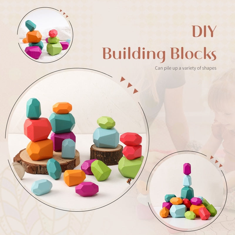 Wooden Rainbow Stacking Blocks Educational Toy for Children - ToylandEU