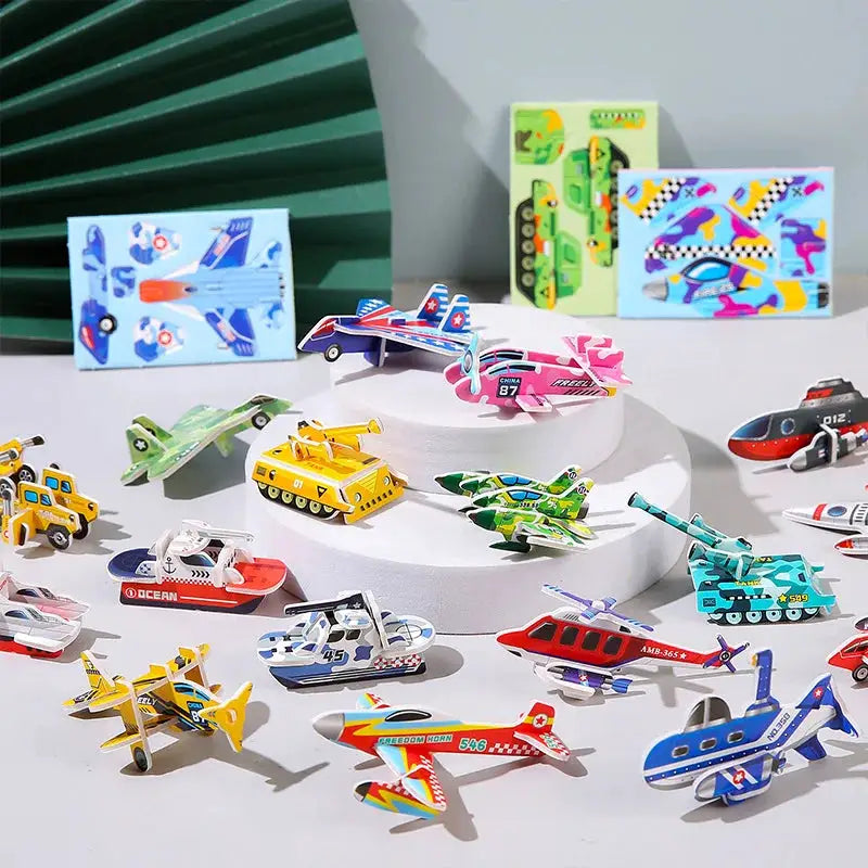 30PCS 3D DIY Paper Jigsaw Puzzles for Animal & Dinosaur & Aircraft Tanks Mini Cartoon Puzzle Toys for Kids Birthday Party Favors - ToylandEU
