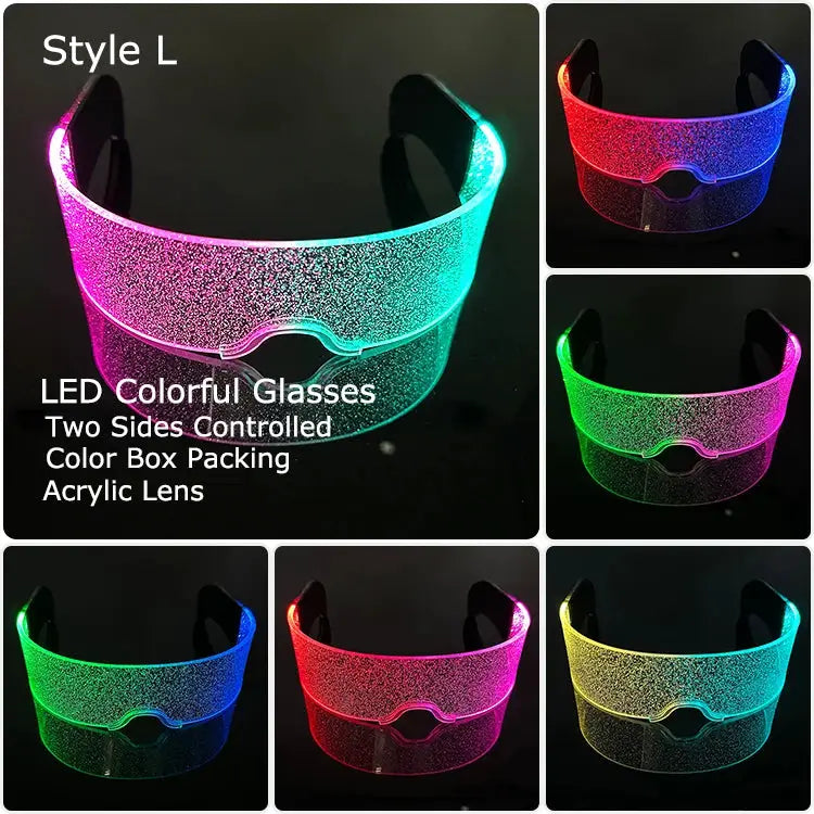 Acrylic LED Luminous Glasses Glow Party Glasses Neon Light Up Visor Eyeglasses DJ Bar Party Eyewear For Halloween Christmas - ToylandEU